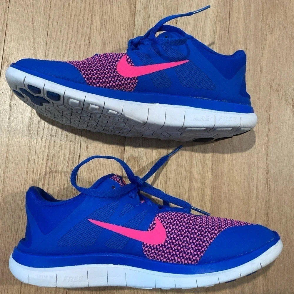Nike Free 4.0 Flyknit V4 Hyper Cobalt Blue Pink Running Athletic Sport Shoe Cool